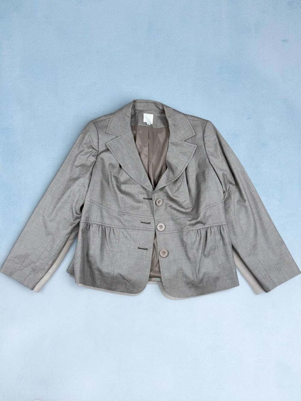 Women’s Halogen Blazer Size 14W Gray Peplum Single Breasted Jacket